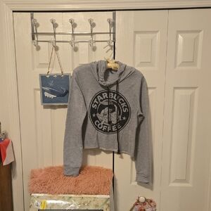 Starbucks Coffee Gray Cropped Hoodie